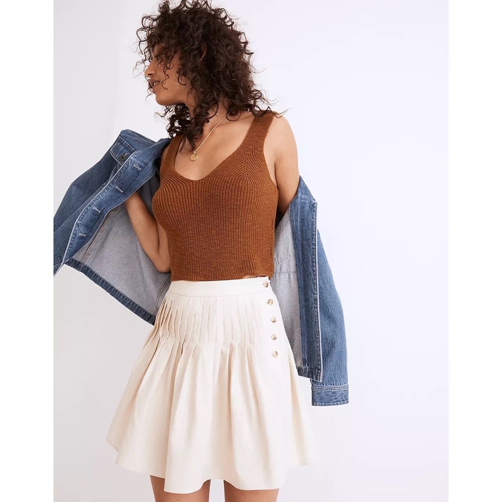 NWT Madewell hemp cotton pintuck full mini skirt